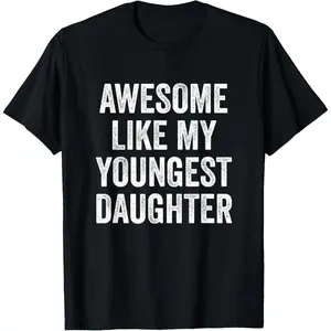 Lady's Short-Sleeve Round Neck Casual T-Shirt - Streetwear Style Top for Celebrating Youngest Daughter on Mother's Day and Father's Day