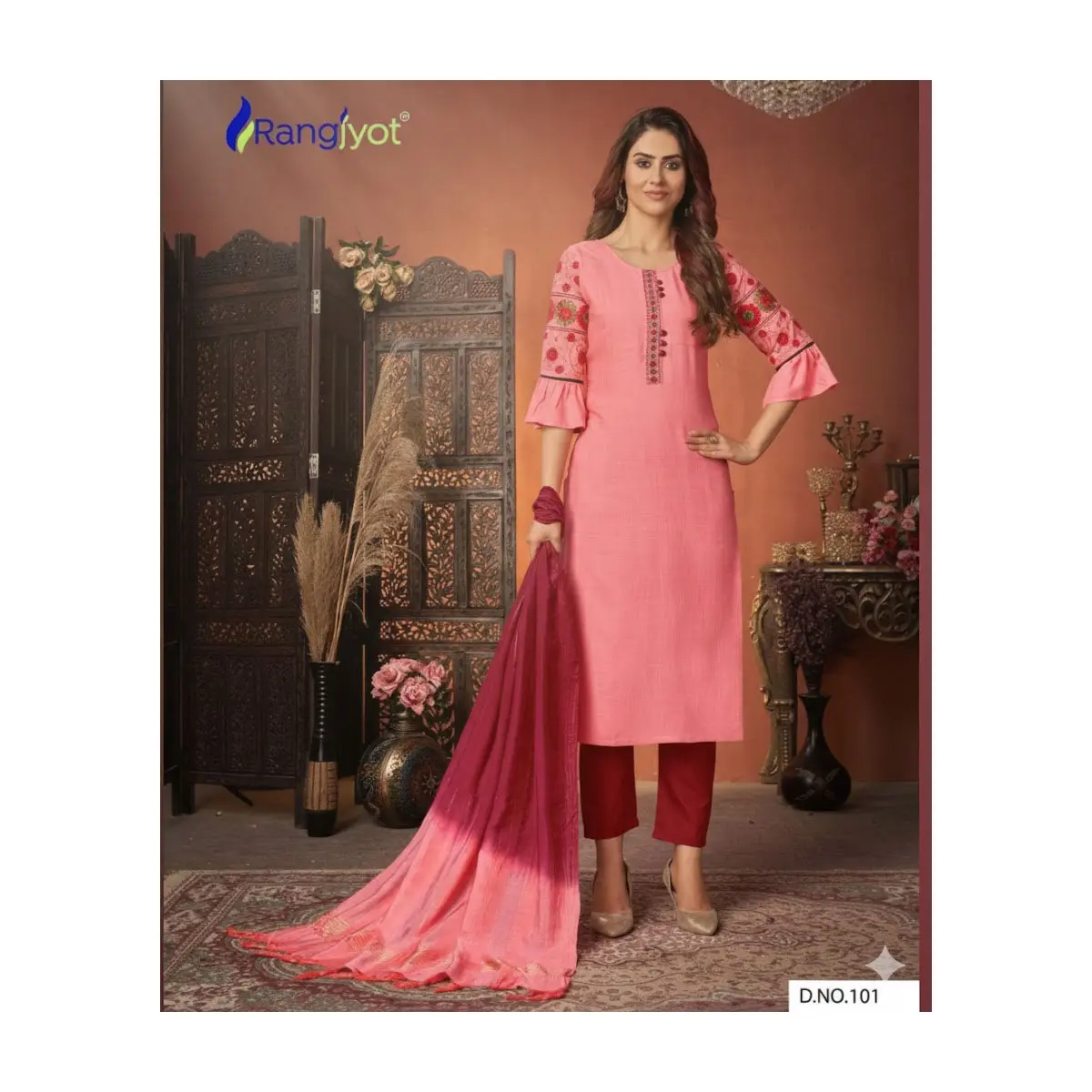 Elegant Pink & Burgundy Salwar Kameez Suit #RNG-101