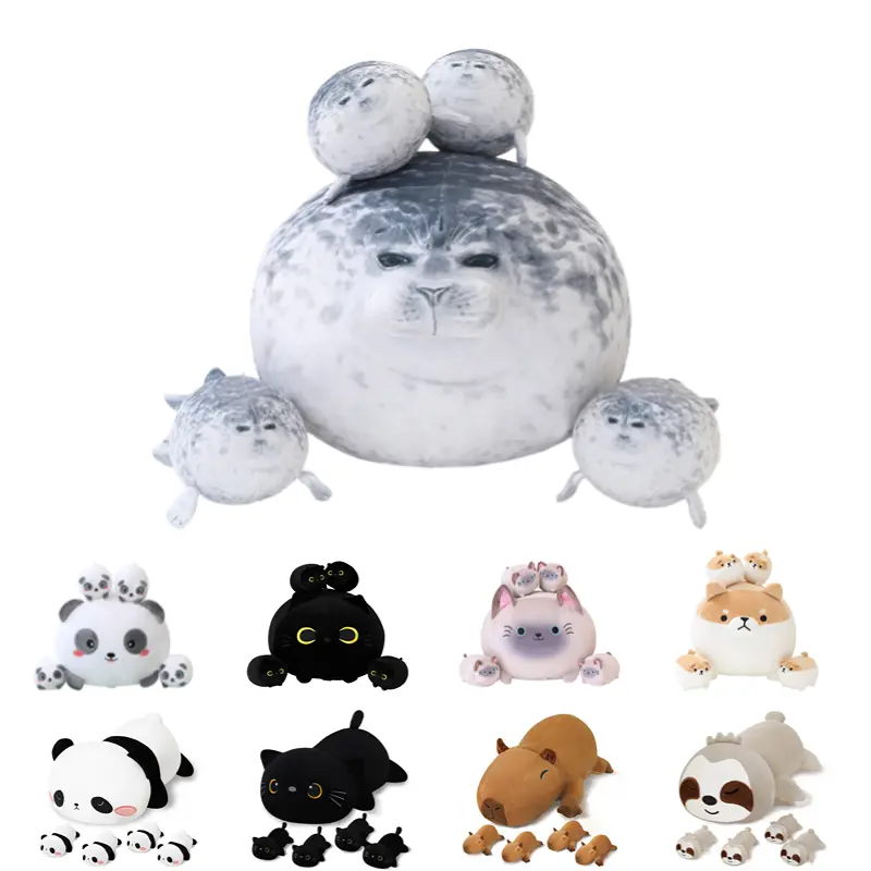 SQEQE Seal Stuffed Animal with 4 Baby Plushies Inside Soft 5-in-1 Cute Plush Toy Gift for Kids Home Bed Decorations Outdoorfun Snuggle Bear