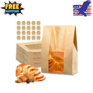 25 Pcs Sourdough Bread Bags for Homemade Bread With Window And Sealing Stickers, 13.7x8.2x3.7in