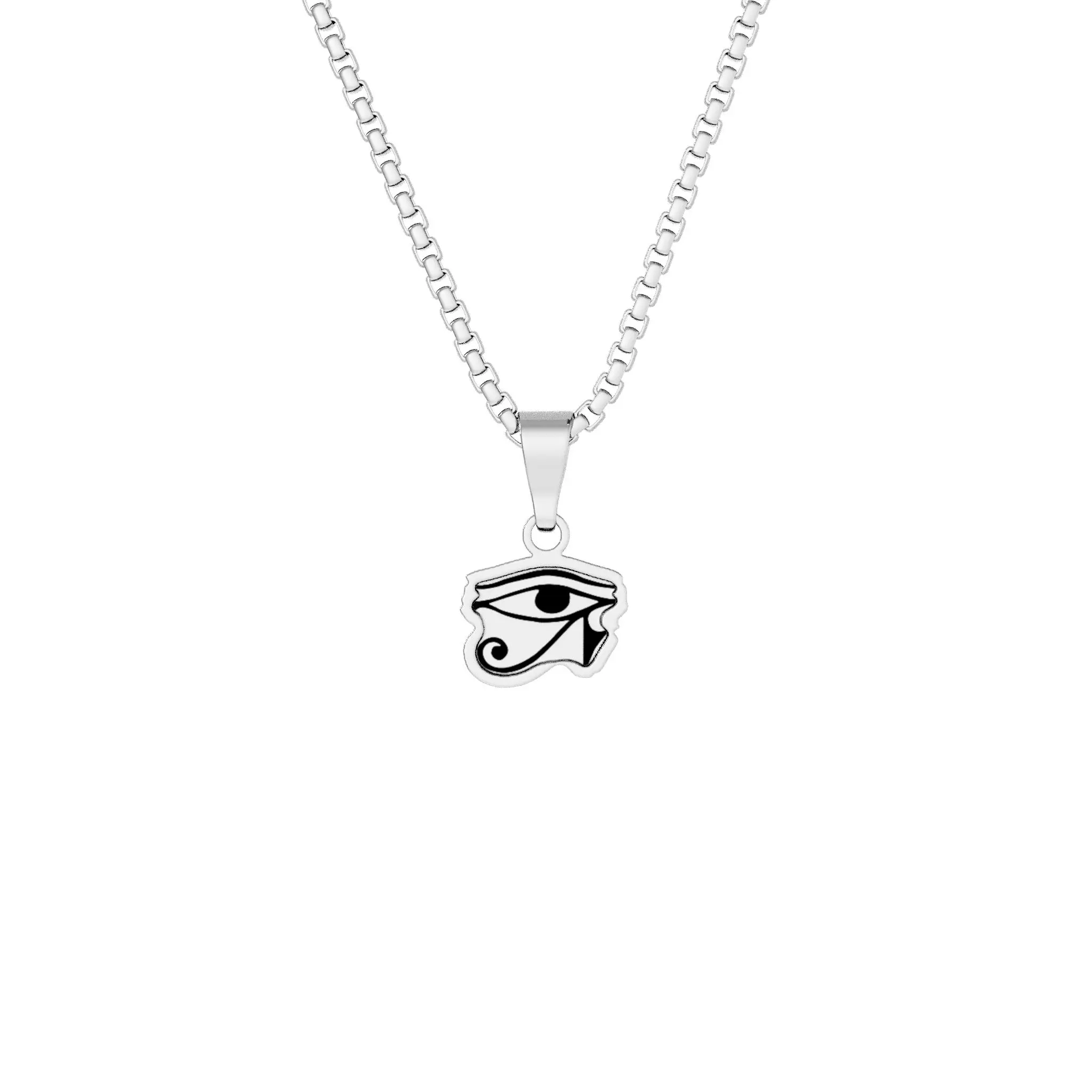 Gold Plated Eye of Horus Necklace, Metallic 1'' x 1'' Laser-Engraved Ancient Symbol Pendant with 18 Inch Chain for Everyday Wear, 1" X 1" Pendant