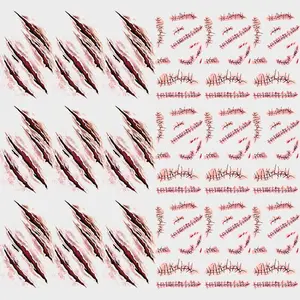 18 Pcs Realistic 3D Temporary Tattoo Stickers, Waterproof Wound Bandage Scar Design, Face Hand Body Art Makeup Tattoos for Men Women Halloween, Body Fake Tattoos