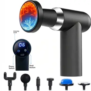 Hot and Cold Massage Gun -Detachable Extended Handle MassageGun,Deep Tissue Massage Gun, Used forRelieving Pain in The Back/Muscles of TheNeck/Body, with 6 Massage Heads, LCDDisplay ring  massager Rechargeable Heating Leg Massager Portable Heated Vibratio