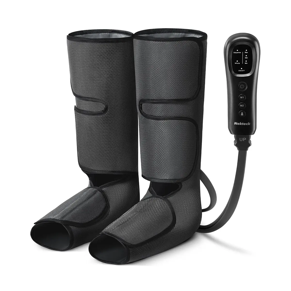 Medcursor Air Compression Leg & Foot Massager (US Plug) - Black Adjustable Plush Wrap Massage Boots with 3 Modes, 2 Timers for Home Leg Care, Foot Pain Relief Selfcare Thanksgiving Gifts for Mom, Gifts for Him