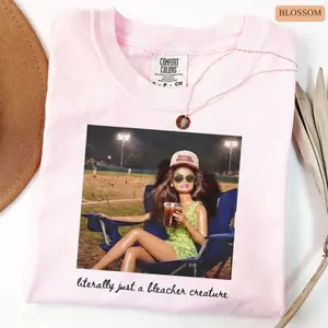 Comfort Colors Funny Literally Just A Bleacher Creature Shirt, Baseball Mom Barbiee T Shirt, Meme Doll Drinking Iced Coffee Tee, Barbiee Mommy Top , Unisex Short Sleeve Tee, Casual Clothing