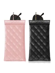 Portable Glasses Case Set, PU Leather Soft Eyeglass Bag, Pocket Phone Organizer, Travel & Daily Use, 2 Pieces Included, Portable Sunglasses Organizer