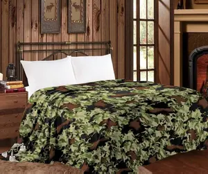 Mia Collection Thin Throw Blanket - Green Crowprint, Soft Cotton Blend, Perfect for Home, Made of Cotton & Microfiber Fabric