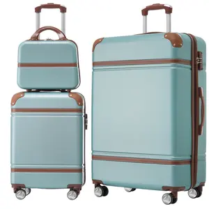 Hard shell luggage set consisting of 3 pieces of 20 inch+28 inch luggage and makeup box with TSA lock. The rotating luggage with TSA lock is lightweight and suitable for short trips. It can be flattened and saves storage space