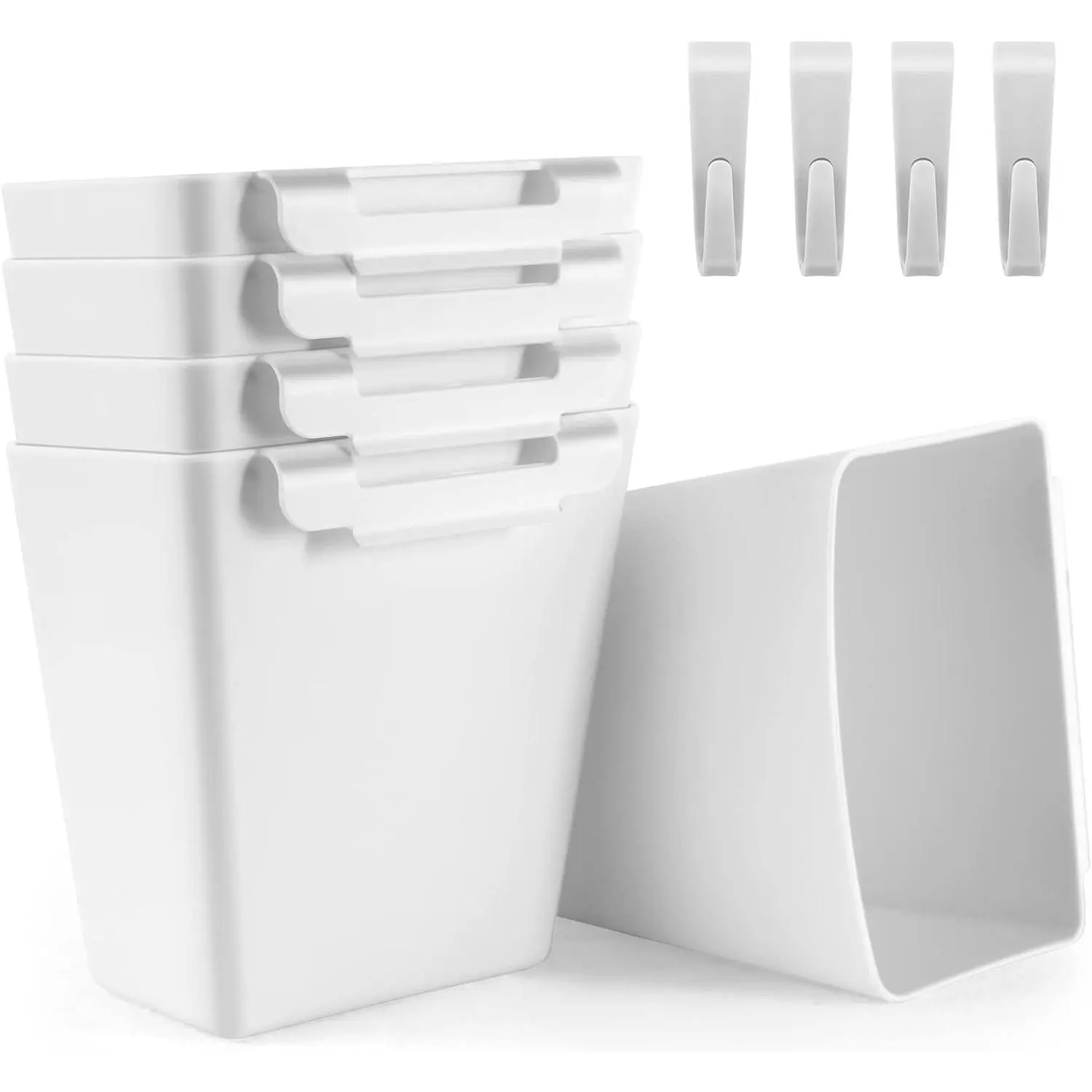 5 Pack  Cup Holders, Multipurpose Rolling Cart Accessories Utility Cart Accessories For Art Craft Supplies, Space Saving  Storage Basket Pencil Holder Makeup Organizers (White)