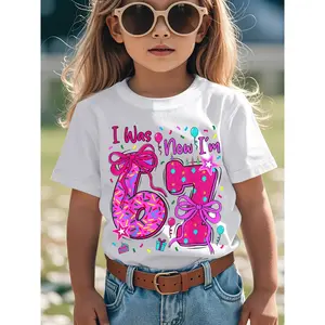 Soft Breathable 7th Birthday Girl I Was 6 Now I'm 7 Year Old Girl Birthday T-Shirt for Kids | Boys & Girls Graphic Tee - Round Neck Shirt for Early Elementary - Birthday Party Outfit or Everyday Play Clothes - Easy-Care Parent-Favorite Apparel, Kids