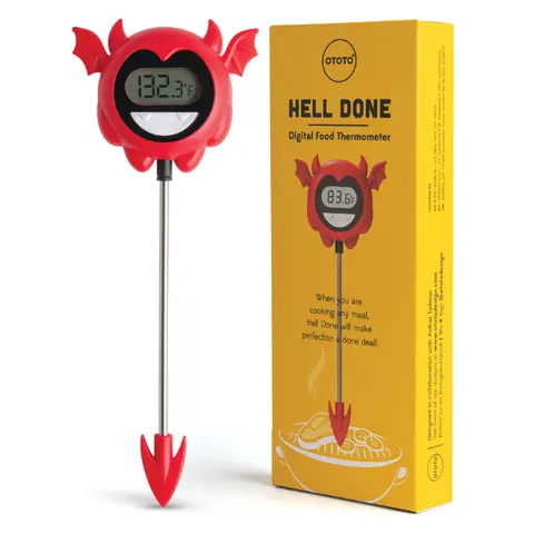 OTOTO Hell Done Digital Meat Thermometer - Foldable & Magnetic - Accurate Fahrenheit & Celsius Readings - Perfect for Steak & Oven Cooking | TikTok Must-Have | Funky Kitchen Supplies | Kitchen Accessories