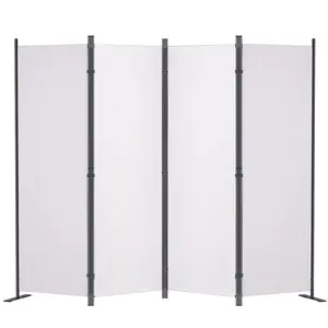 【DealsForYouDays】VEVOR Room Divider, 5.6 ft Room Dividers and Folding Privacy Screens (4-panel), Fabric Partition Room Dividers for Office, Bedroom, Dining Room, Study, Freestanding, White
