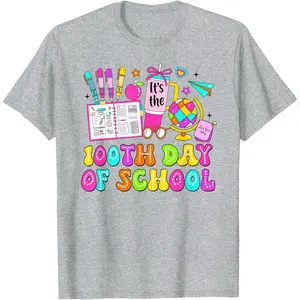 100th Day Of School Teacher Girl Student Happy 100 Days T-Shirt Comfy Everyday T-Shirt