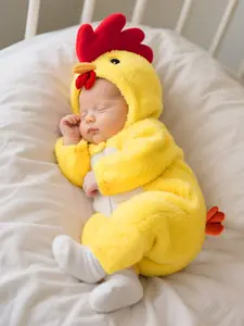 Baby Chicken Warm Onesie, Spring Autumn Winter Fuzzy Soft Crawling Suit, Newborn Cute, Baby Clothing for Cold Weather, Newborn Onesies