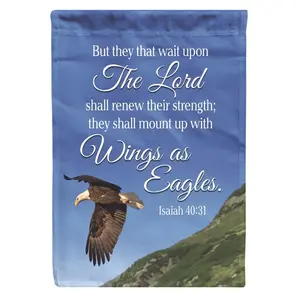 212 MAIN Outdoor Weatherproof 13x18 in. Sublimation-Printed Polyester Garden Flag, Eagle Soaring Design with Encouraging Words Isaiah 40-31, for Sports & Boating Use