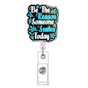 Retractable Badge Reel, 1 Count Acrylic ID Holder with Clip for Nurses, Doctors, Students & Office Staff, Identification Badges & Supplies