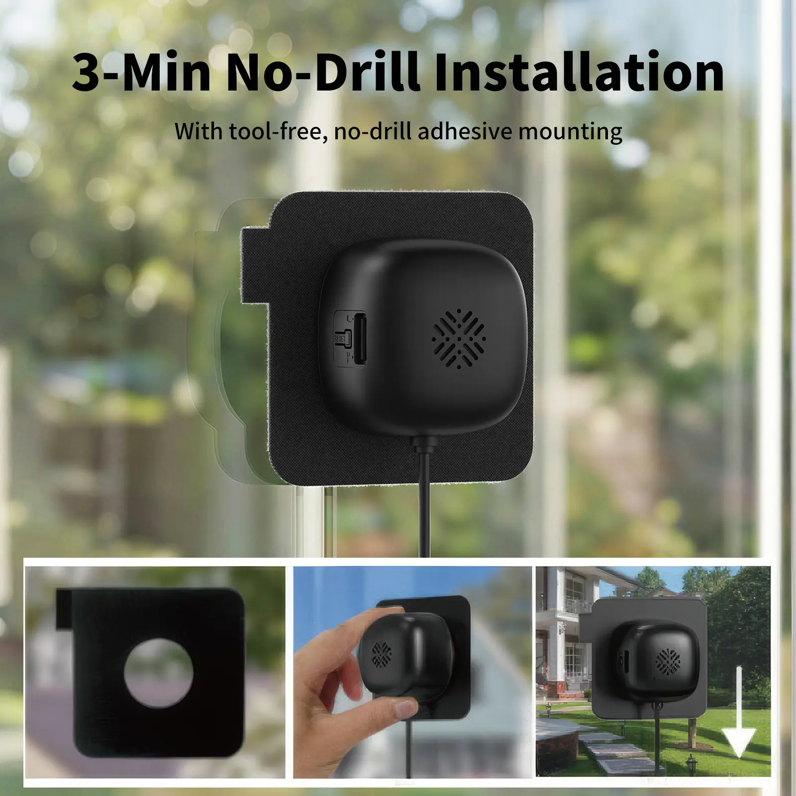 Window Camera With 2K 3MP Full Color Night Vision No Extra Fee 2.4G/5G Dual Band WiFi  No Drill 3-Min Install 24/7 Record WiFi Home Security Camera AI Human Detection Two-Way Audio Indoor Glass Mount for Home Security Installation Card summer