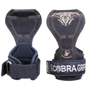 Cobra Grips PRO BLACK LEATHER Weight Lifting Straps Hooks Alternative, Power Lifting