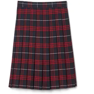 French Toast School Uniform Girls Below The Knee Plaid Pleated Skirt-Youth-NAVY RED PLAID-5