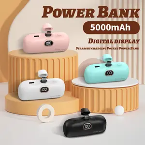 Portable Capsule Power Bank, Business Power Bank, Small Size, New Upgraded 10w 5000mah, USB-C Plug, Compatible with iPhone & Samsung, Multi-Color Options