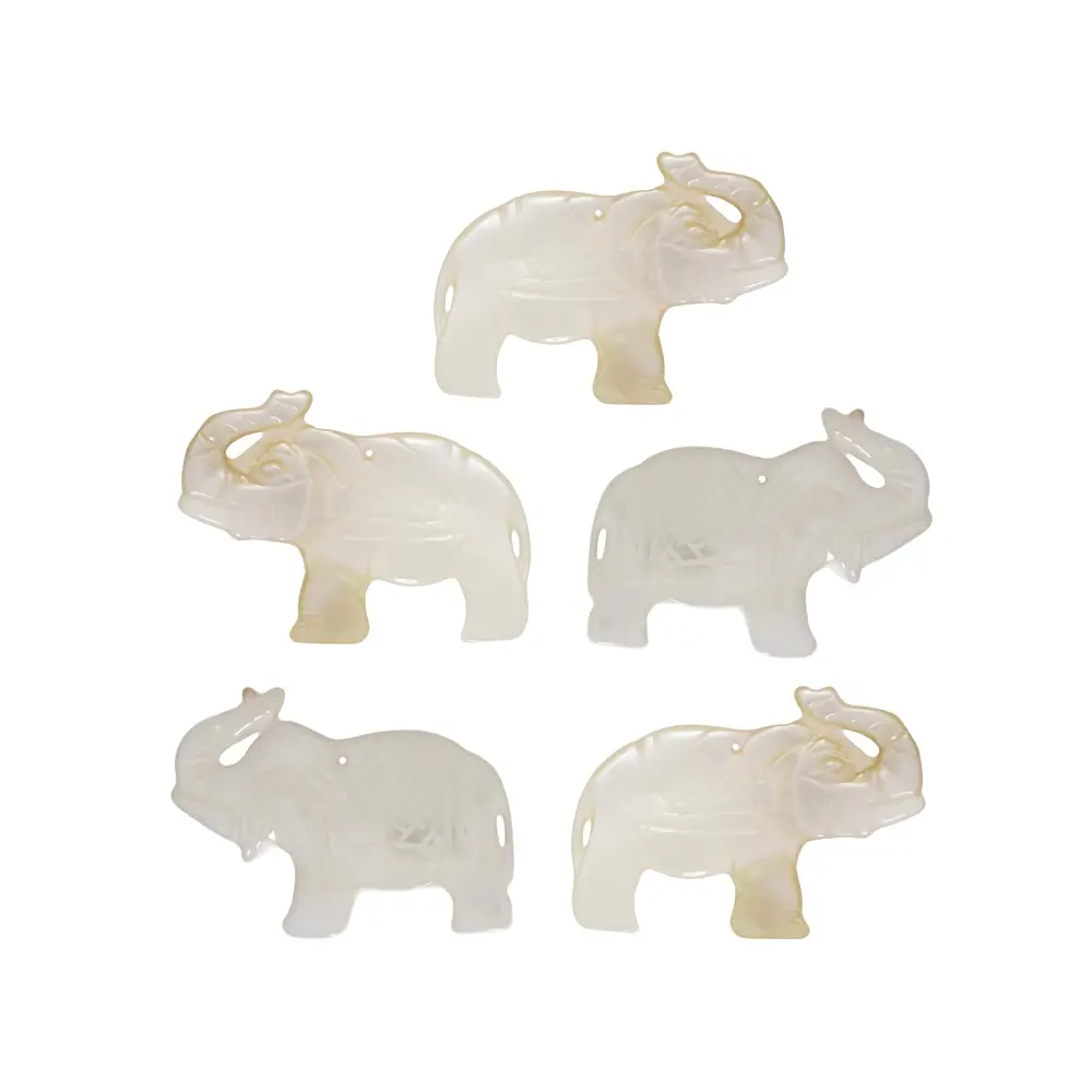 JTV Carved Shell Elephant 27x39mm Focal Beads Set of 5 JTV Carved Shell Elephant 27x39mm Focal Beads Set of 5