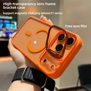 iPhone 17 Pro Max Smartphone Casing - 2-in-1 Magnetic Cellphone Cover with Metal Stand, Anti-Fingerprint Mobile Phone Accessories