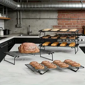Foldable Baking Cooling Rack Set, Cast Iron Stackable Racks, Space Saving Rack, Suitable for Cookies, Cakes, Muffins, Pies