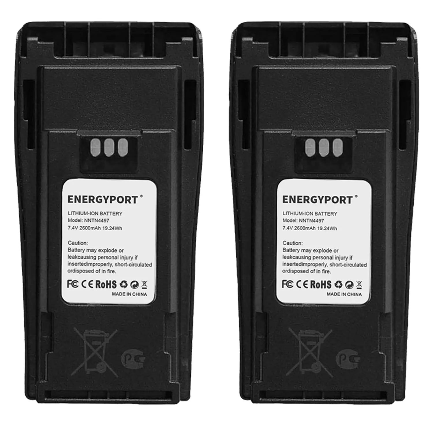 2-Pack 7.4V 2600mAh Li-ion Radio Batteries (NNTN4497CR, NNTN4497DR, NNTN4496) for Motorola Walkie Talkies CP040, CP140, CP150, CP160, CP180, CP200, CP200D, CP250, CP380, PR400, EP450, EP450S, DEP450, GP3688, GP3188