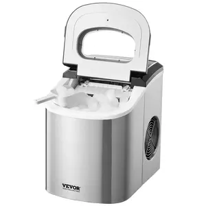 【DealsForYouDays】VEVOR Countertop Ice Maker, 9 Cubes Ready in 6 Mins, 33lbs in 24Hrs, Self-Cleaning Portable Ice Maker with Ice Scoop and Basket, Ice Machine with 2 Sizes Bullet Ice for Home Kitchen Office Bar Party