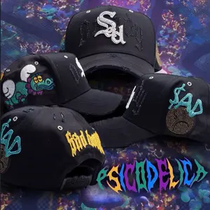 Psychedelia Brand Caps - Black Baseball Hats with Unique Psychedelic Patterns Bold Lettering S4D Boys Días NUBLADOS Dark Mood Clean Drip Exclusive Vibes