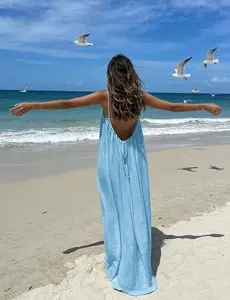 Natural Life Dresses, Cami Lounge Dress Backless, Backless Cami Dresses for Women Cami Lounge Sexy Dress Backless Sleeveless House Dress Long Sundress with Back Tie