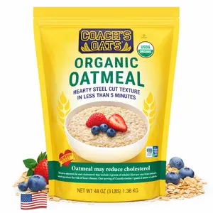 Coach's Oats Organic Whole Grain Oatmeal 3 lbs | Cracked n’ Toasted Oats | Quick-Cooking, Steel Cut Texture | Heart-Healthy, Delicious Breakfast | Microwavable, Stovetop, Overnight Oatmeal, Ready in 3 to 5 Minutes | Enjoy the Perfect Start to Your Day