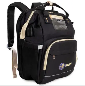 Unisex Baby Diaper Bag Backpack with Changing Station 3 Insulated Sleeves for Bottle Storage Water-Resistant Polyester Material Adjustable Straps Buckle Closures Solid Black Designer Look