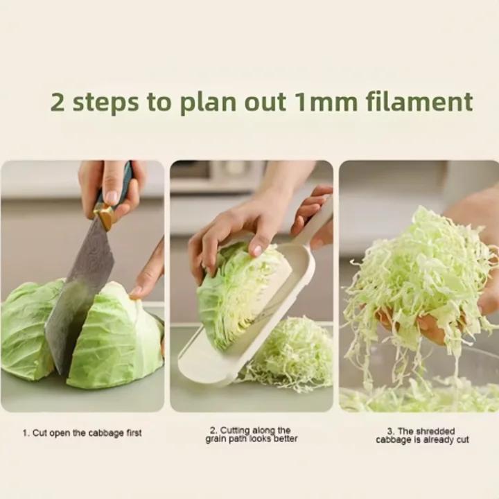 Japanese-Style Cabbage Slicer, Handheld Vegetable Peeler & Shredder with Sharp Julienne Blades, Multifunctional Cutter for Cabbage, Cucumber, Carrot & Lemon, Non-Slip Kitchen Tool