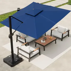 10x10 Ft Patio Umbrella 360° Rotation Adjustable Height Waterproof Oxford Fabric Aluminum Frame with Ventilated Top & Fillable Base for Outdoor Garden Poolside,summerwins