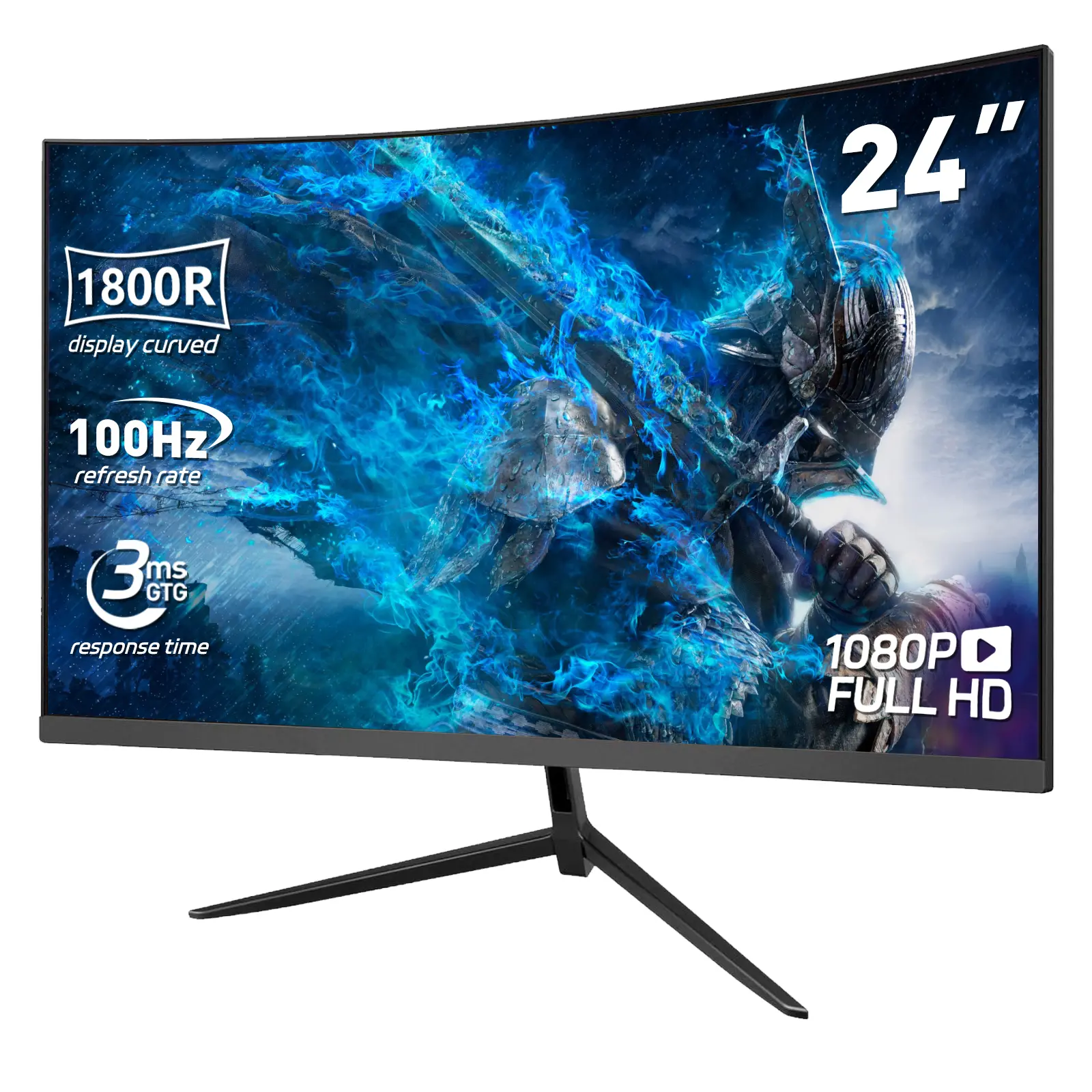 Neo 24” Curved Gaming Monitor - Curved Computer Screen (23-25in), 100Hz IPS FHD, 3ms Response Time, FreeSync, Blue Light Filter Eye-Care Tech, Built-in Speakers, HDMI & DP Ports, VESA Mount Compatible Desktop Component #TikTokShopBacktoSchool, Monitors Fo
