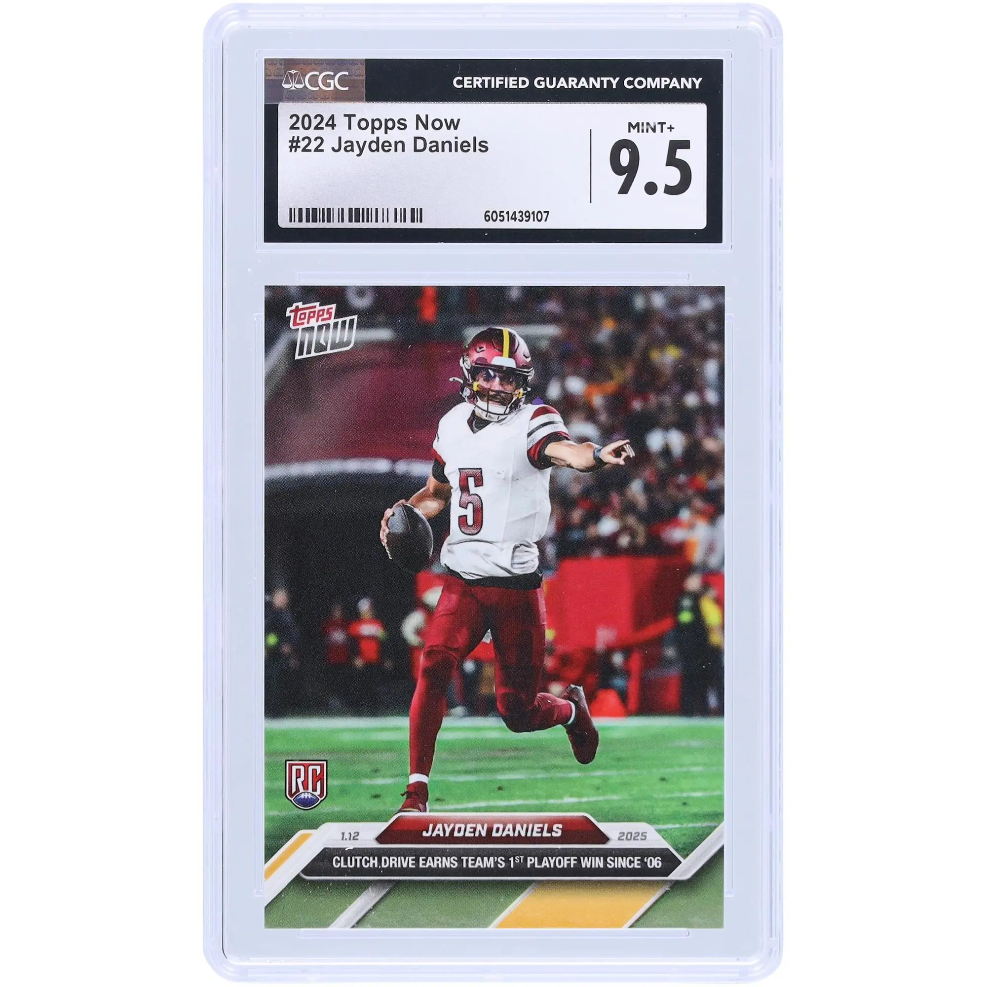 Jayden Daniels Washington Commanders 2024 Topps Now Clutch Drive Earns Teams 1st Playoff Win Since '06 #22 CGC Authenticated 9.5 Rookie Card - Fanatics Authentic Certified