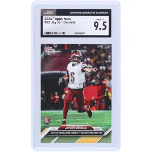 Jayden Daniels Washington Commanders 2024 Topps Now Clutch Drive Earns Teams 1st Playoff Win Since '06 #22 CGC Authenticated 9.5 Rookie Card