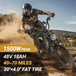 SU8 Electric Bike for Adults, 1500W Peak Brushless Motor 35MPH , 48V 15Ah Battery, 20" Fat Tire Ebike, Up to 55KM/H, 30° Climb, 7-Speed, Shock Absorption, Off-Road E-Bike with Long Range & All-Terrain Performance fattire Suspension Full