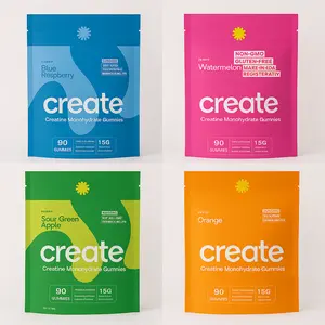 Create Creatine Monohydrate Gummies for Men & Women, Strength, Orange, Blue Raspberry, Watermelon, Sour Green 90CT Healthcare Dietary