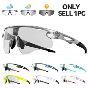 Photochromic Sports Glasses, UV400 Protection Bike Eyeglass for Fishing Jogging Camping, Lightweight TR90 Frame Glasses for Men & Women, Photochromic Cycling Glasses