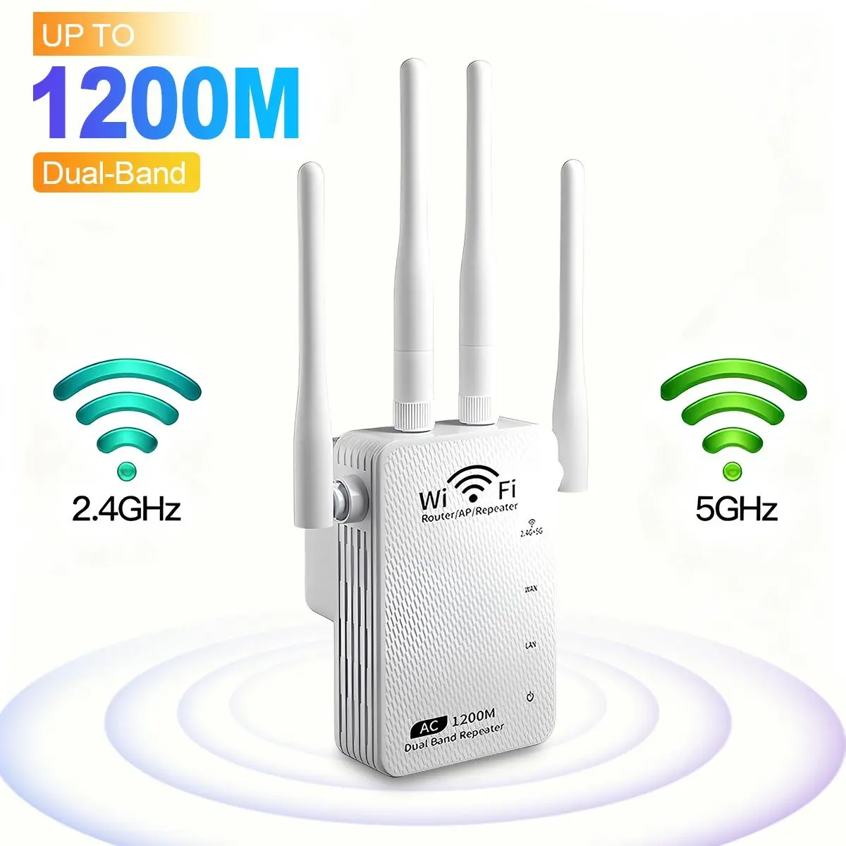 WiFi Extender, AC1200 Dual Band (5GHz/2.4GHz) Signal Booster, Covers 10,000 sq.ft & 60+ Devices, Repeater with Ethernet Port for Home, Gifts,summerwins