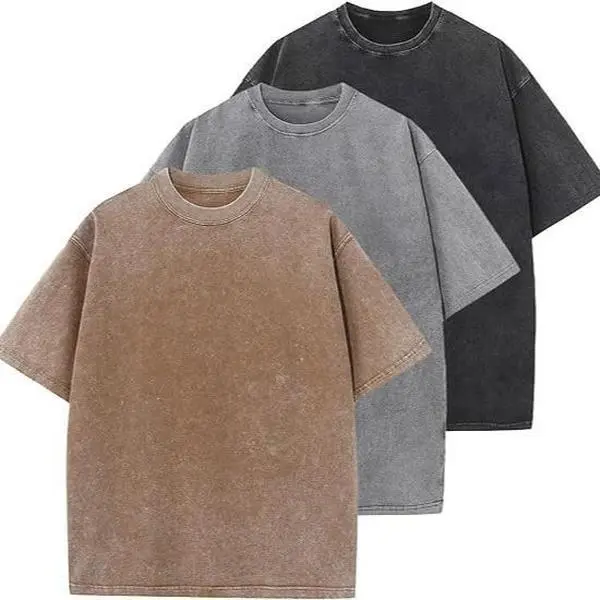 3 Pcs Men's Oversized Heavy Cotton Summer T-Shirts Vintage Tee Loose Fit Short Sleeve Casual Tshirts for Men Women