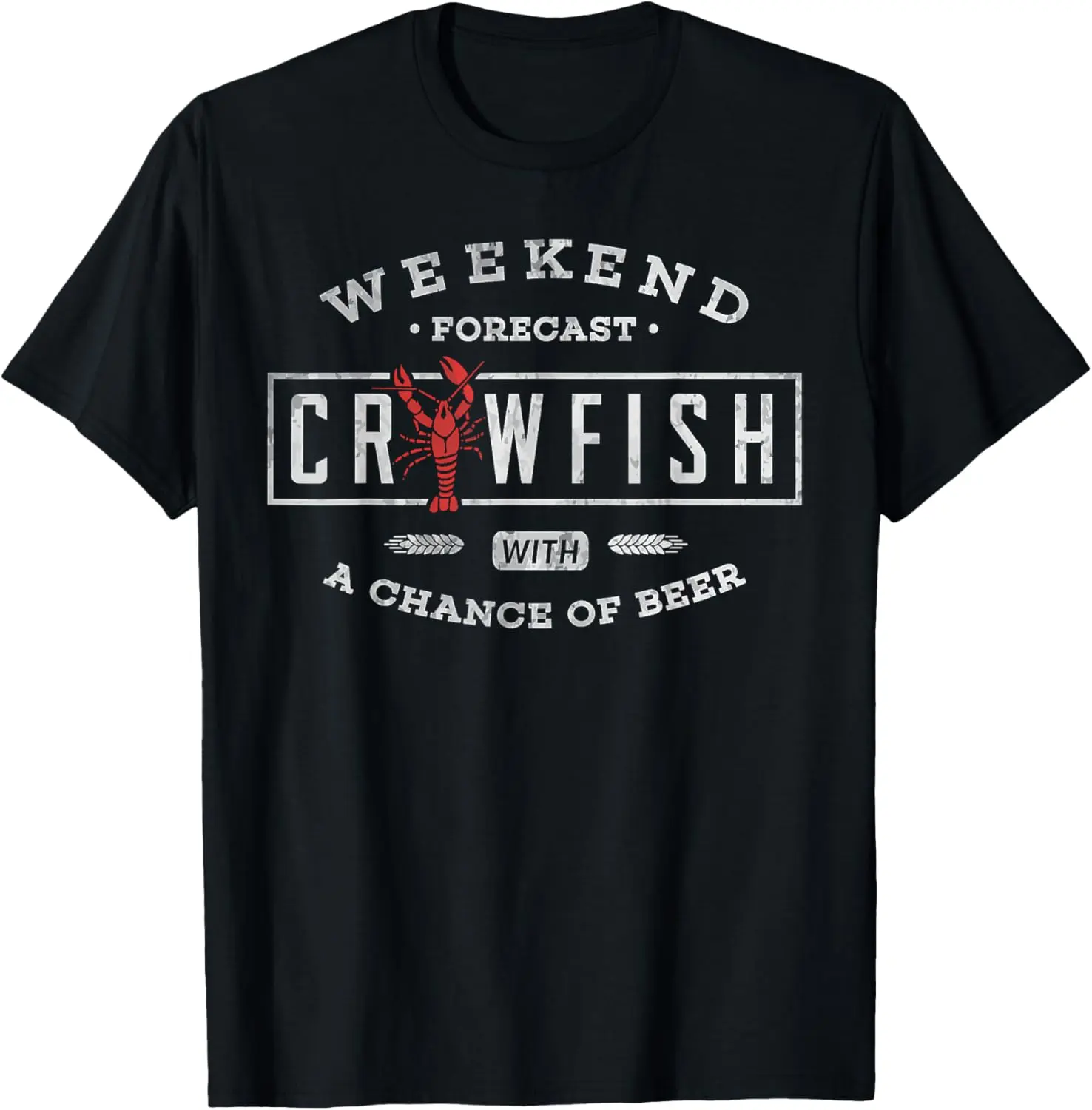 Women's 100% Cotton Short-Sleeve Round Neck Casual Distressed Graphic T-Shirt - Crawfish Boil, Weekend Forecast, Cajun & Beer Party Theme, Shortsleeve, Top, Tshirt, Vintage