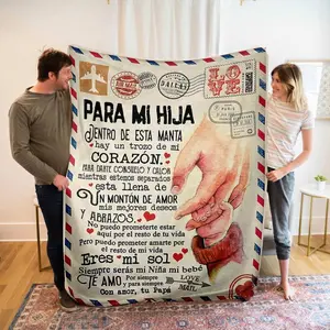 Spanish Letter Print Flannel Blanket, 1 Count Soft Warm Throw Blanket, Sentimental Keepsake for Father-Daughter Bond, Cozy Home Decor for Dad From Daughter