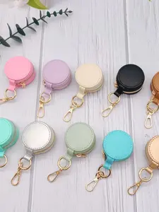 PU Leather Travel Bag Zip Keychain, Portable Mini Jewelry Box, Elegant Solid Pattern, All Seasons Accessory Organizer