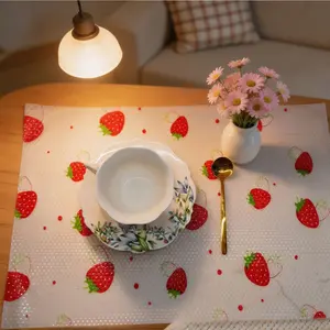 4pcs/8pcs Fridge Liners, Moisture-Proof & Non-Slip, Washable & Reusable, Eva Material, Strawberry Pattern, Kitchen Decor, Drawer Pads, Cabinet Mats