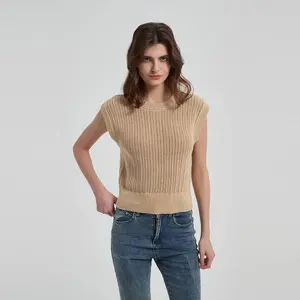 Women's Open Stitch Vest - Universal Thread Tan XS