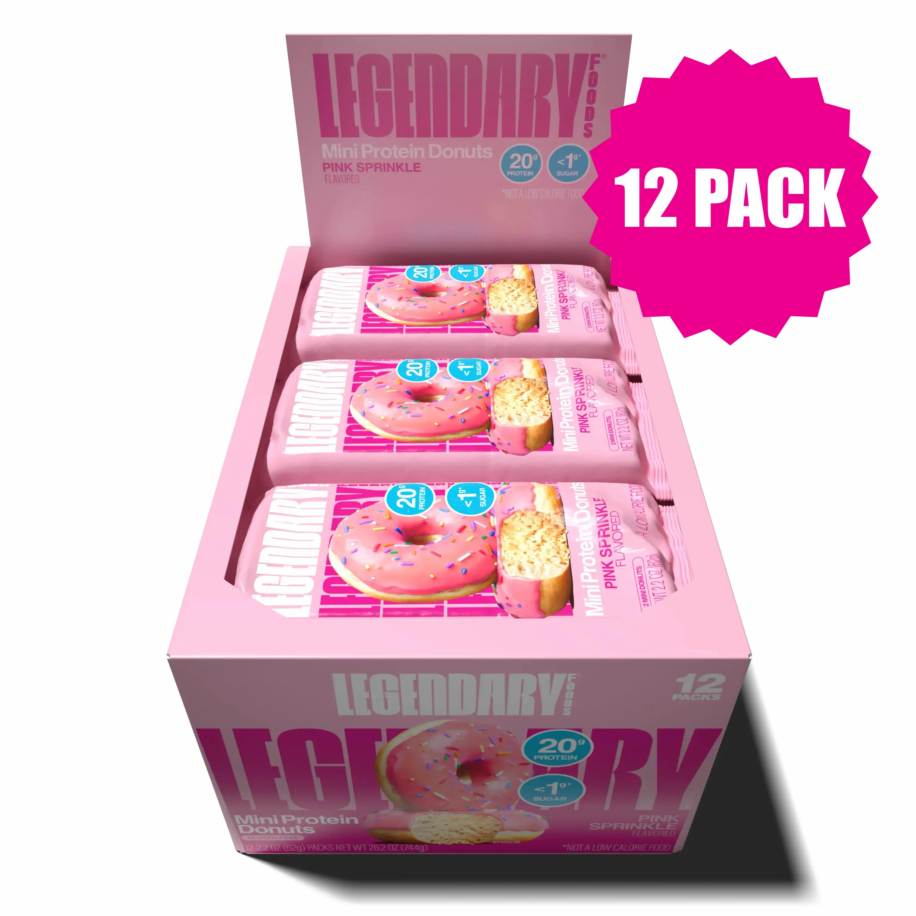 Legendary Foods Pink Sprinkle Protein Donuts - 20g Protein, 5g Net Carbs, 0g Sugar, Gluten-Free, Keto-Friendly, 12 Pack Legendary Foods Pink Sprinkle Protein Donuts - 20g Protein, 5g Net Carbs, 0g Sugar, Gluten-Free, Keto-Friendly, 12 Pack