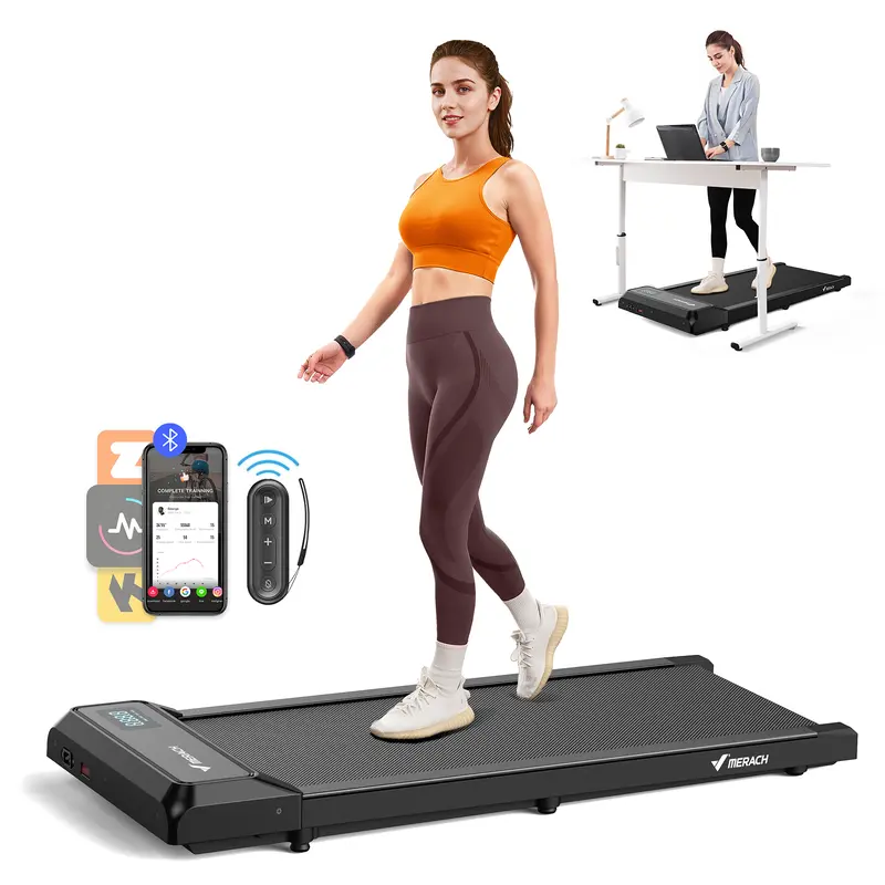 Merach Under Desk Treadmill, 2-in-1 Walking Pad for Walking and Jogging 2.5HP Low-Noise Treadmill with Remote Control Lanyard 265lbs Weight Capacity Home Exercise Equipment Home Gym Equipment BackToSchool